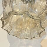 Large Albret crystal lamp in brass and neoclassical opaline glass globe