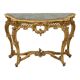 French Louis XV Style Console Gold Leaf Gilded Wood and Marble