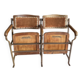 Old wooden cinema / theater seat x2