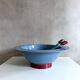 Alessi Euclid salad bowl with cutlery by Michael Graves, 90's