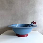 Alessi Euclid salad bowl with cutlery by Michael Graves, 90's