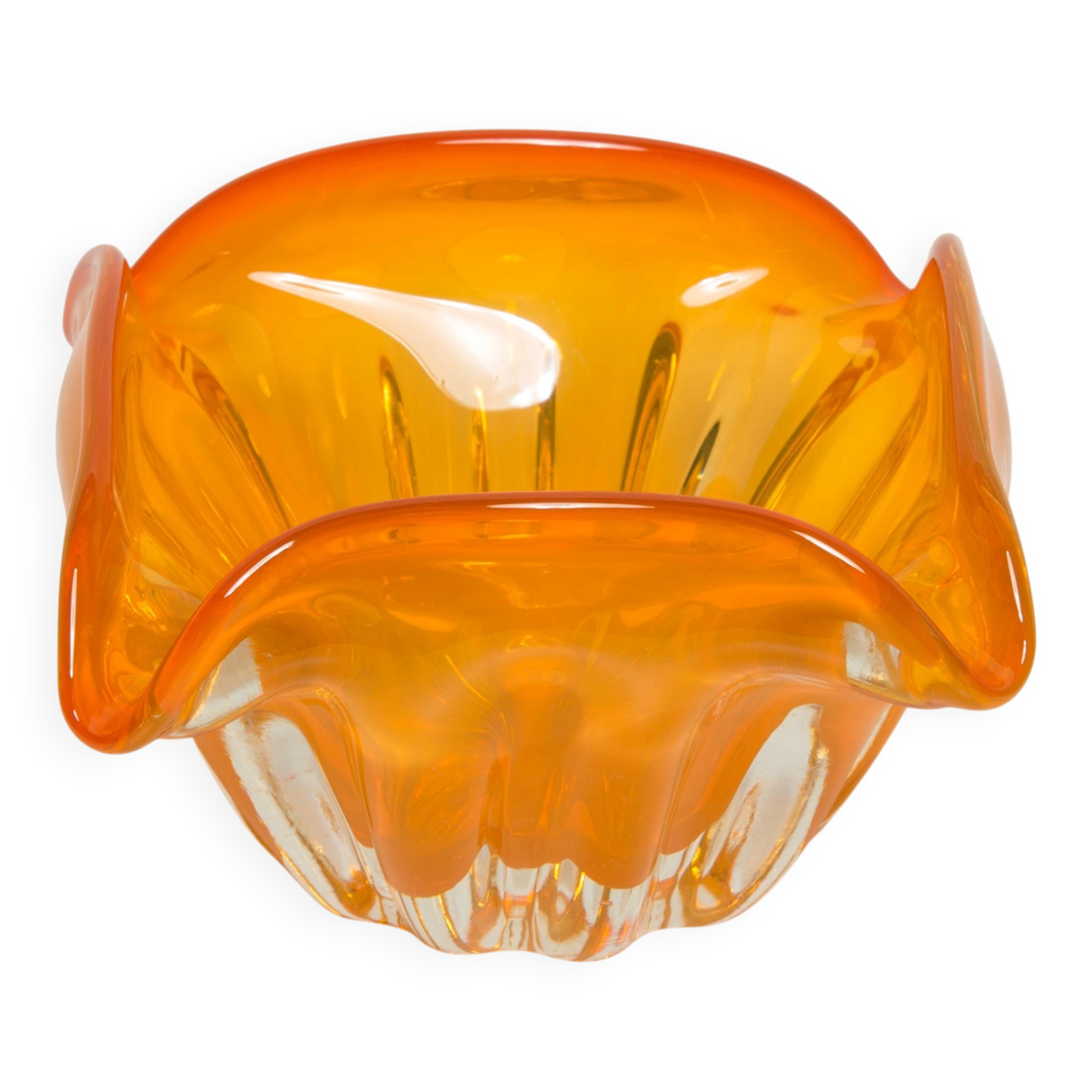Mid-Century Orange Murano Glass Ashtray, Italy, 1970s