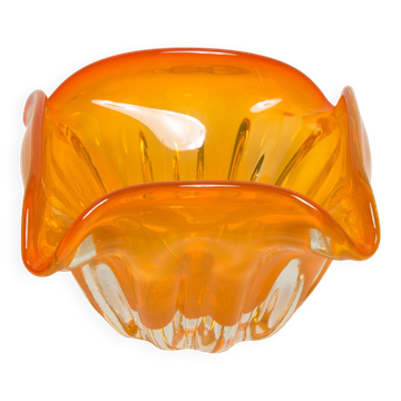 Cendrier en Verre Orange Murano du Milieu du Siècle, Italie, années 1970