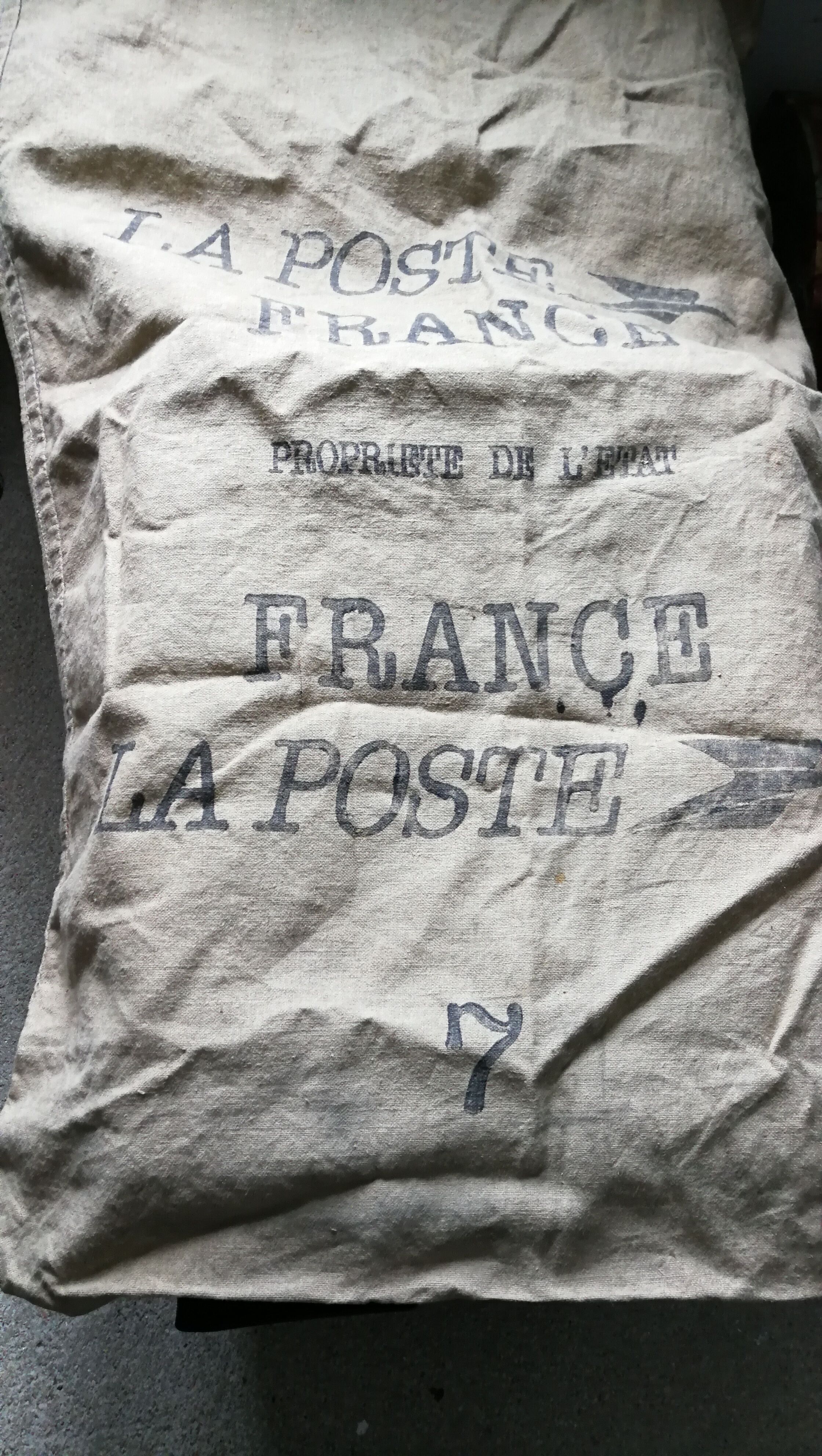 Burlap postal bag '' la poste ''