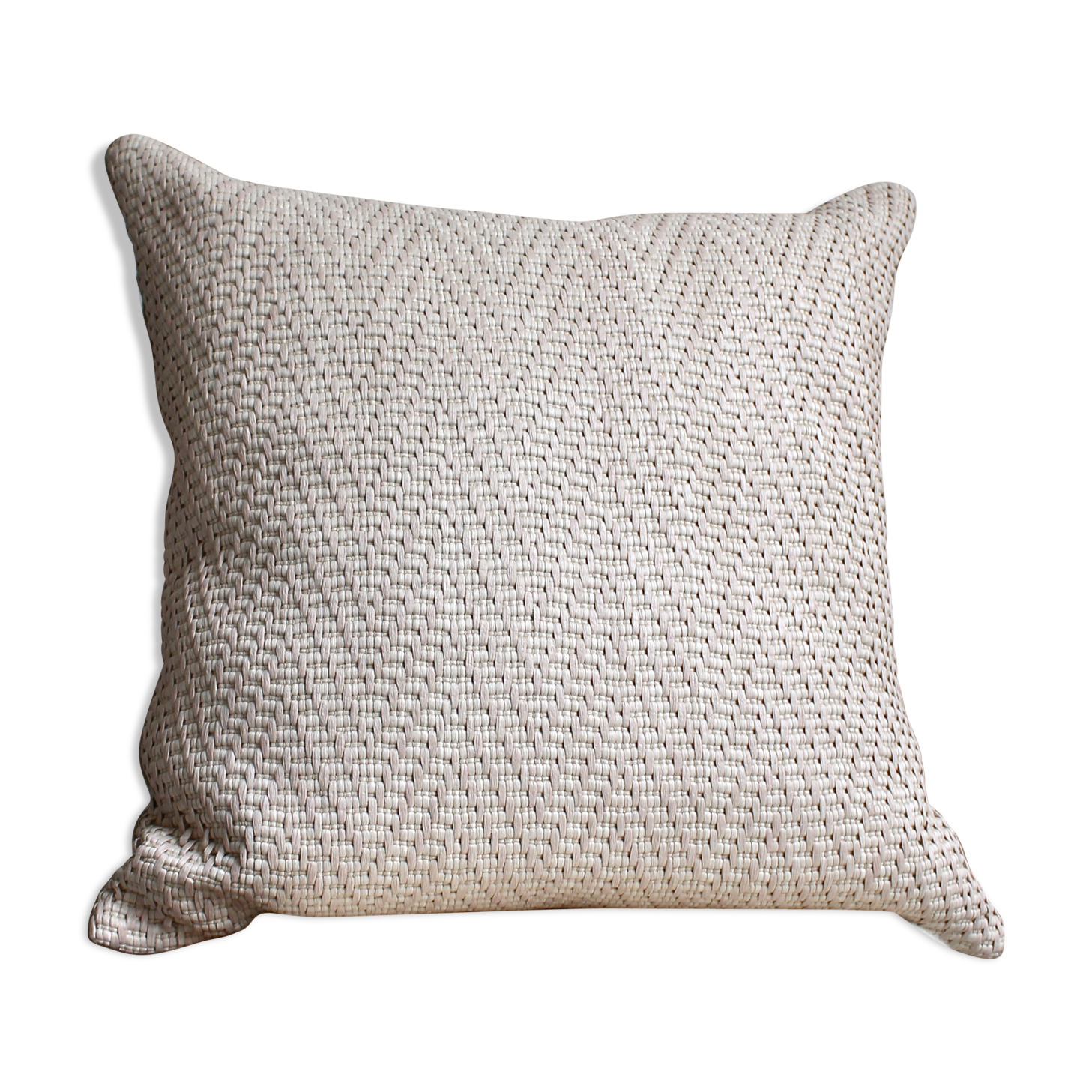 Double face rafia/linen square cushion