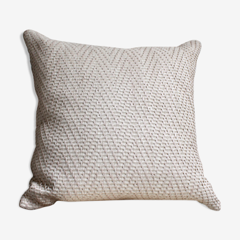 Double face rafia/linen square cushion