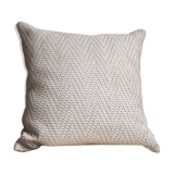 Double face rafia/linen square cushion