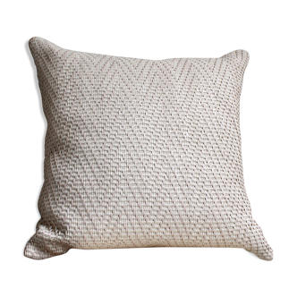 Double face rafia/linen square cushion