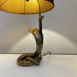 Lampe à poser 'Cobra' en bronze doré Hollywood Regency ca 1970
