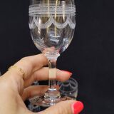 5 Anciens Verres A Vin / Porto En Cristal Gravé Baccarat ? 1900
