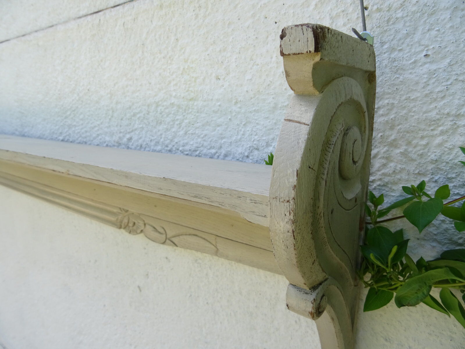 Shabby chic wall shelf in solid oak