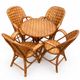 Ensemble de jardin vintage en rotin tressé –table ronde et 4 fauteuils