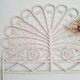 Peacock headboard in white rattan
