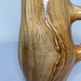 Wood imitation ceramic pitcher signed RDelarue