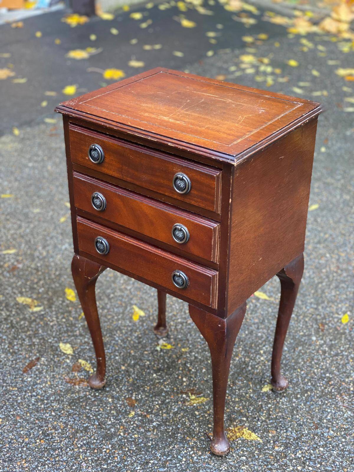 English Chippendale wooden bedside table