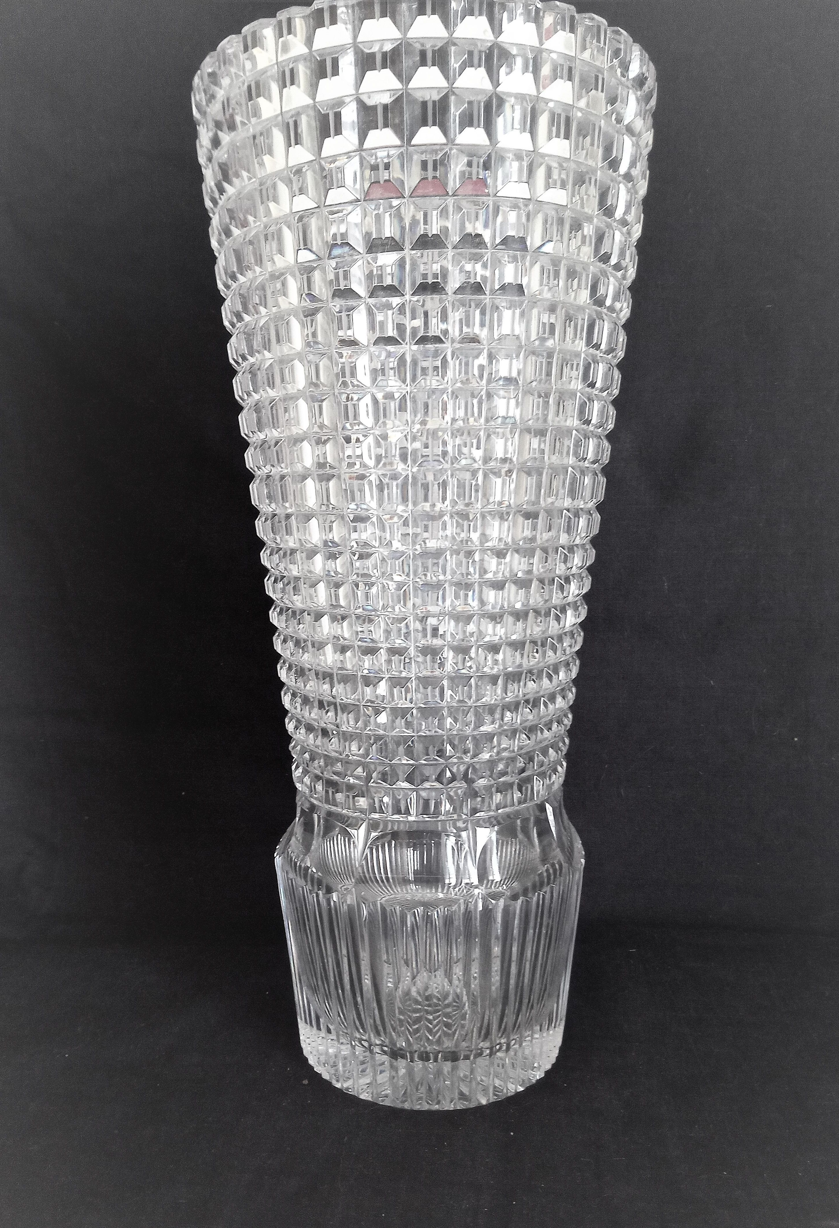 Art Deco vase in cut crystal, h - 32 cm.