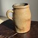 Large matte stoneware oval pot with beige handle H21 D12