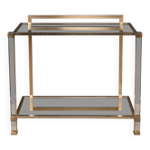 Table console en laiton et lucite française des années 70 par Pierre Vandel.