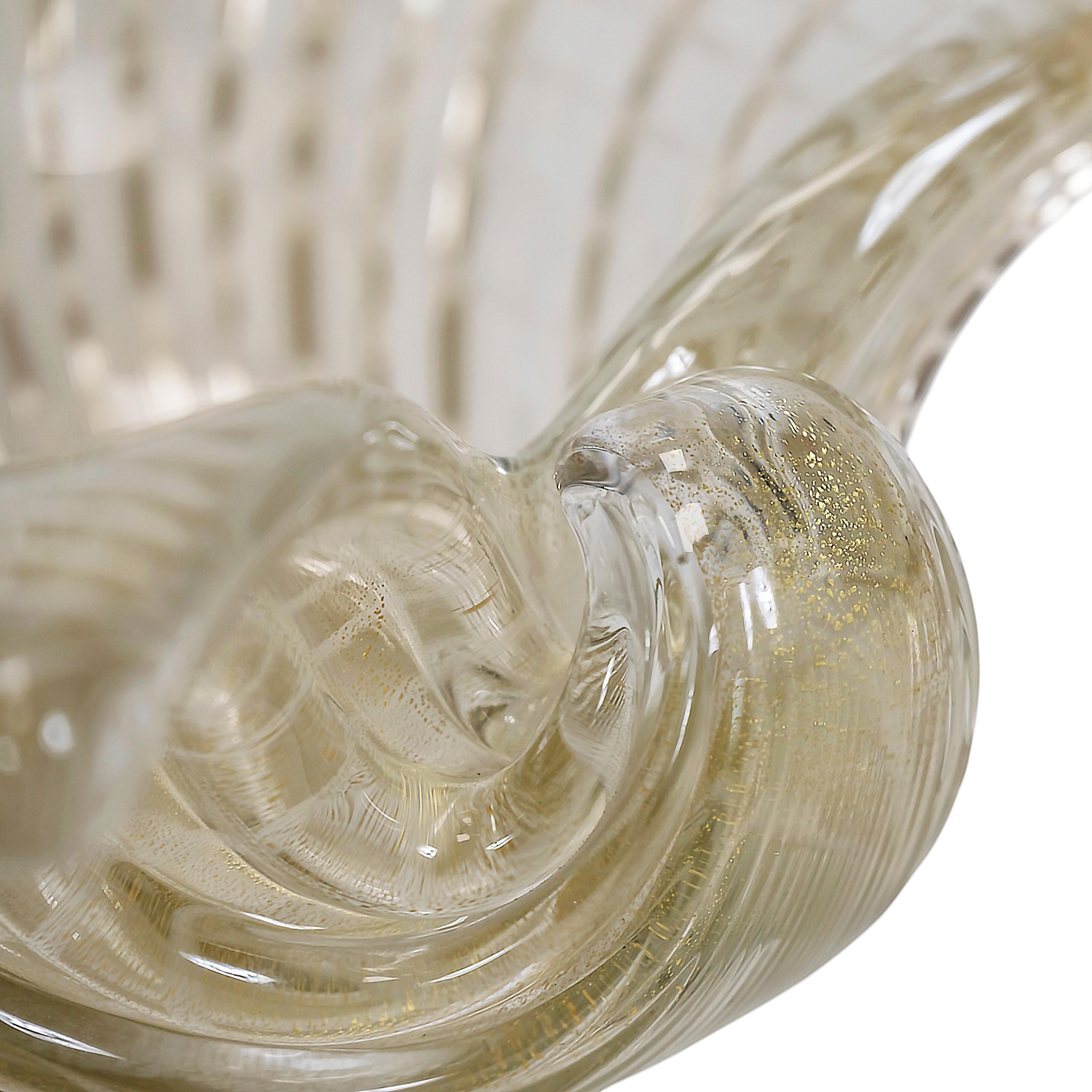 Vintage Italian Handmade Shell Shape Murano Glass Centerpiece/Vase