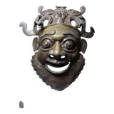 Vintage bronze African mask from Bamoun, Cameroon.