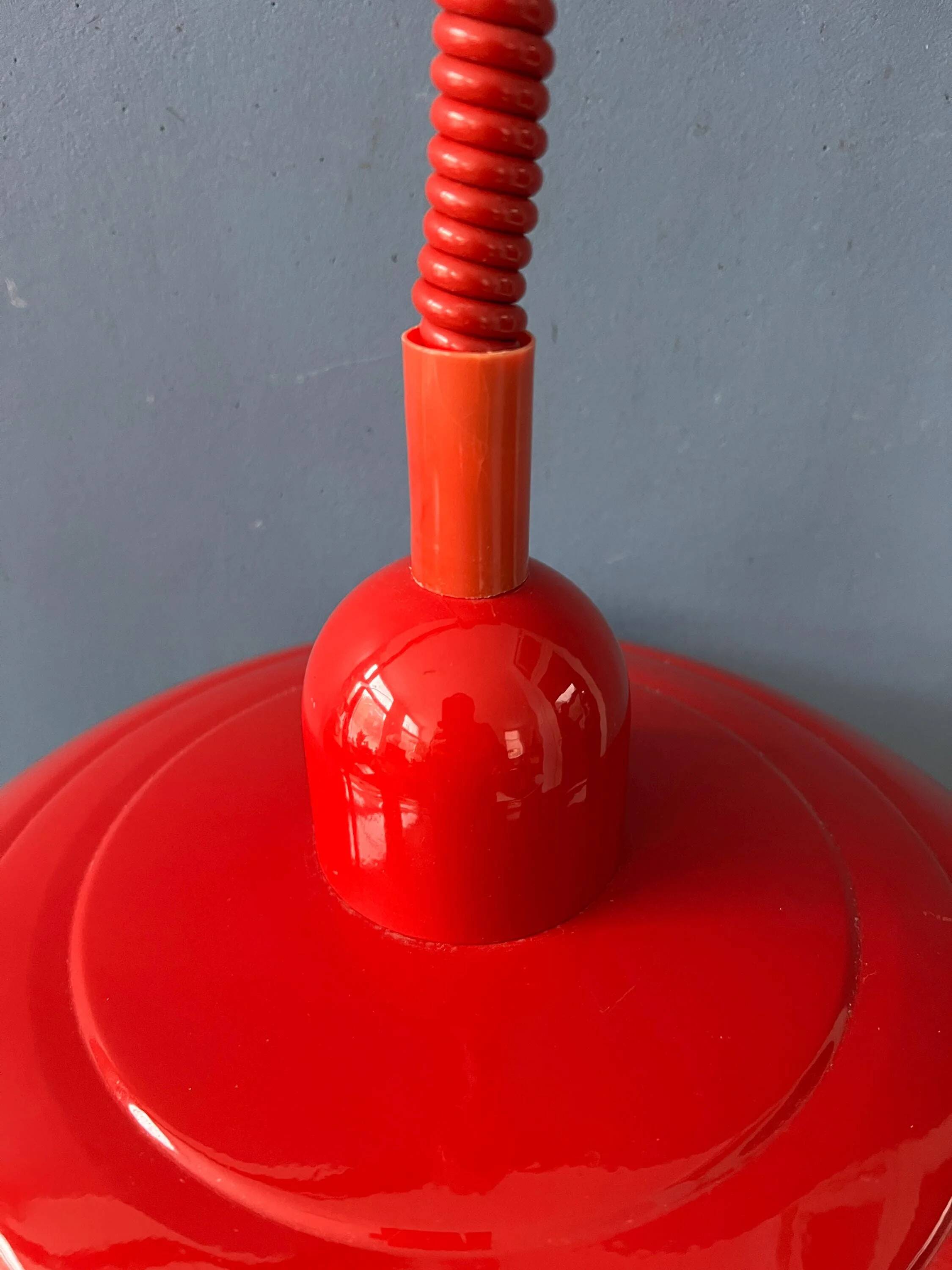 Vintage Space Age red metal pendant light