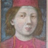 Martine Bligny - Tempera on canvas - Portrait of a woman - Signed