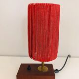 Lamp in wood, brass and wool