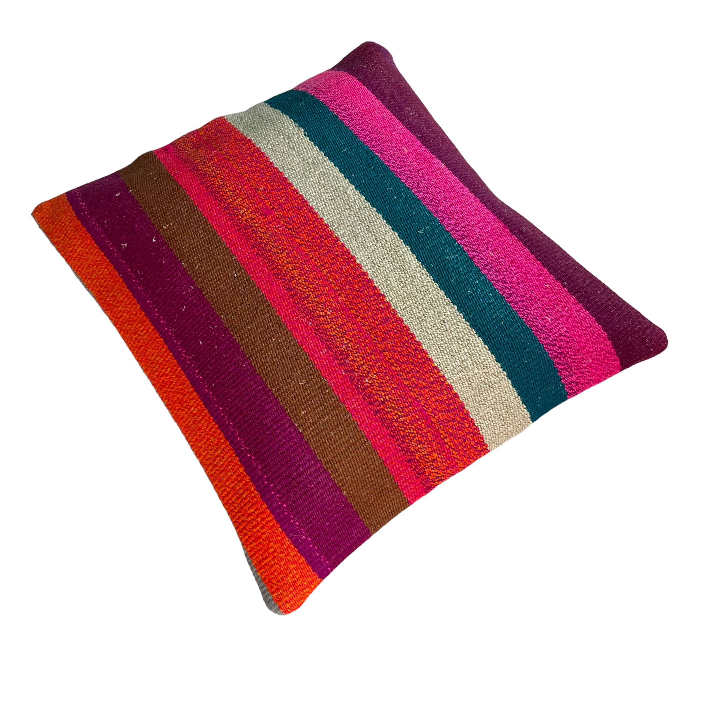 Vintage turkish kilim cushion cover , 40 x 40 cm