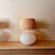 Opaline glass lamp with a rattan shade Anne Nilsson IKEA