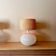 Opaline glass lamp with a rattan shade Anne Nilsson IKEA