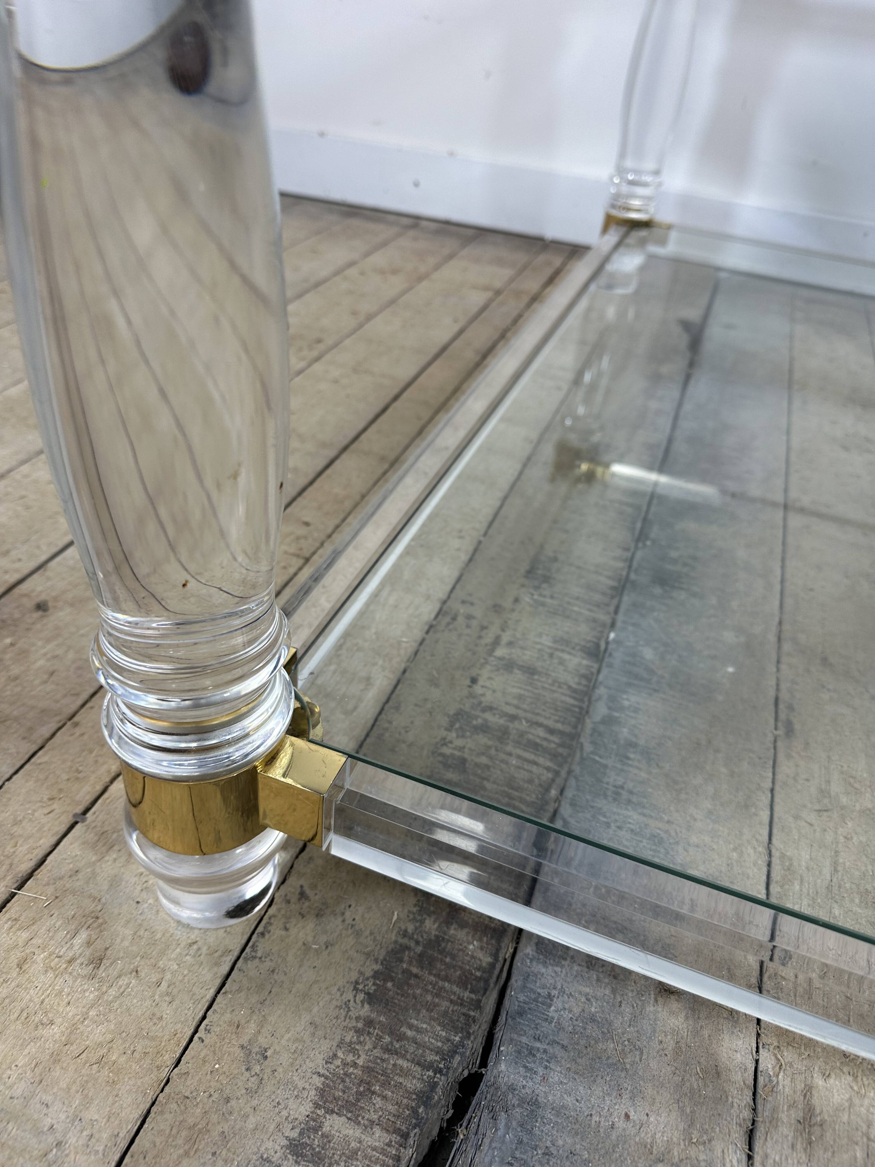 Table basse Hollywood Regency en altuglass et verre 1970'S
