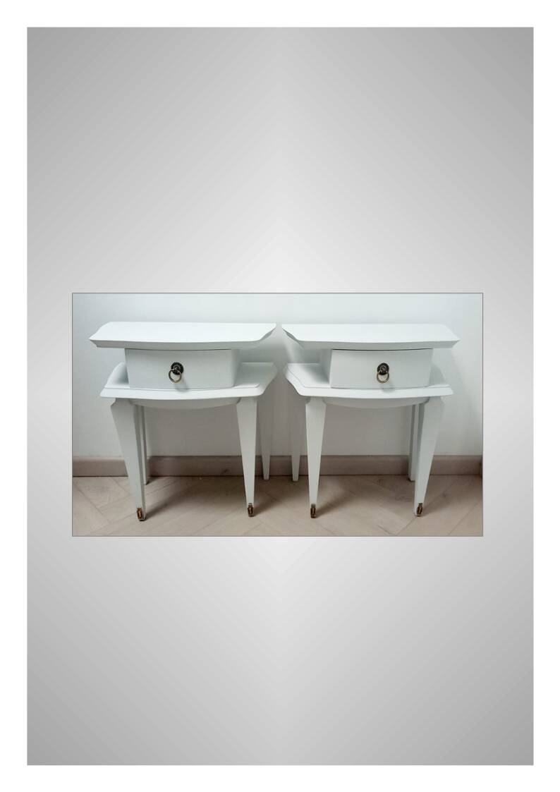 Pair of compass leg bedside tables