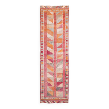 Tapis de couloir vintage rose et rouge, 100 x 356 cm