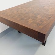 Vintage rectangular coffee table by Dieter Wackerlin in wood mosaic.