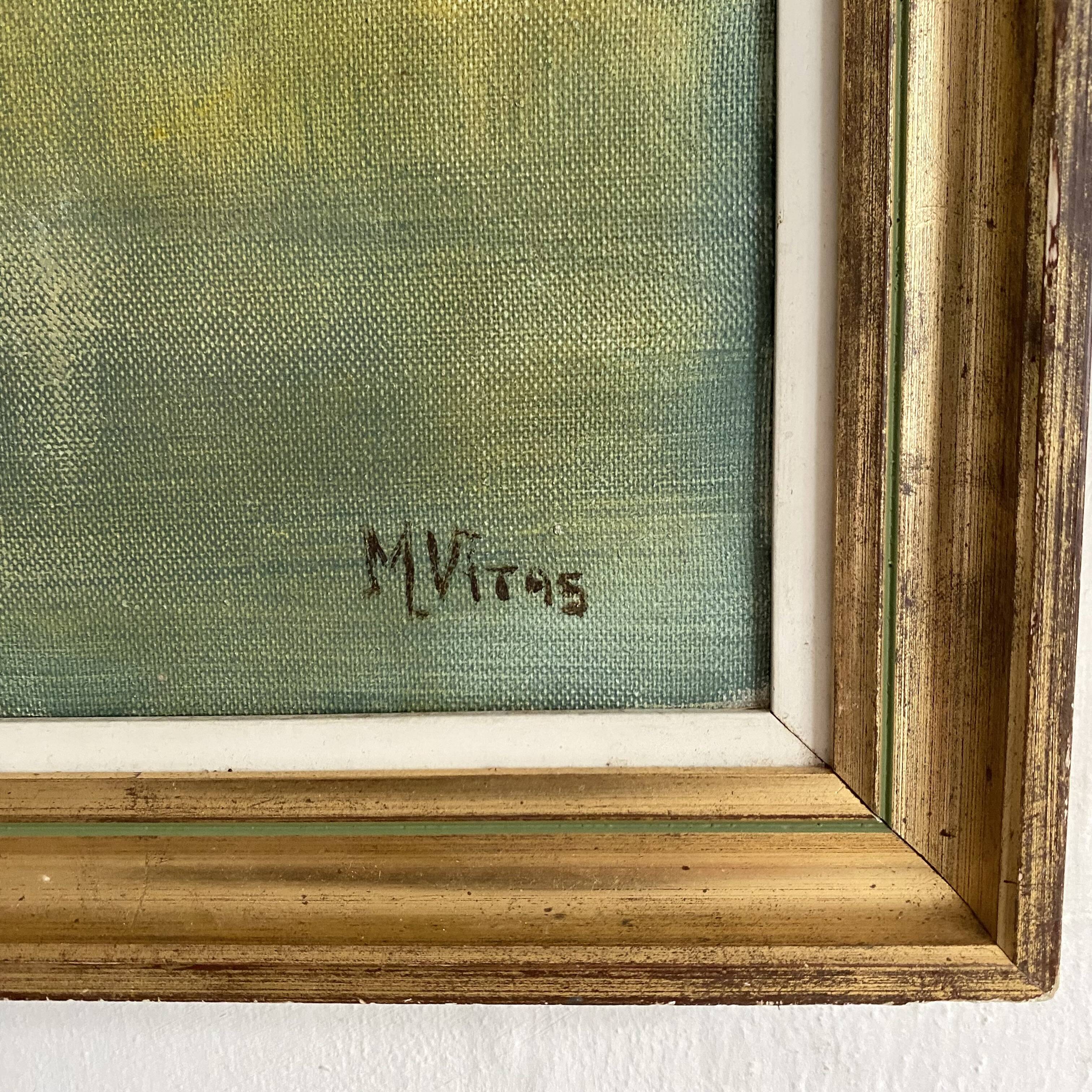 Still life bouquet of chrysanthemums, oil on canvas