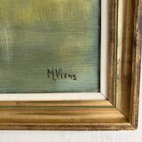 Still life bouquet of chrysanthemums, oil on canvas