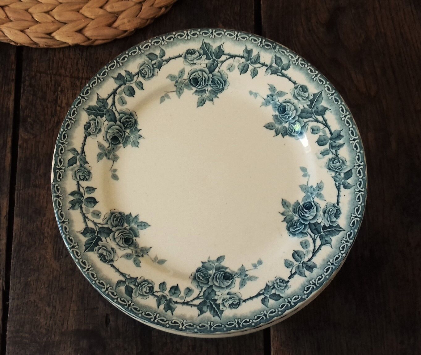Lot 12 Flat Plates Iron Land Choisy the King Roses Blue Boulenger