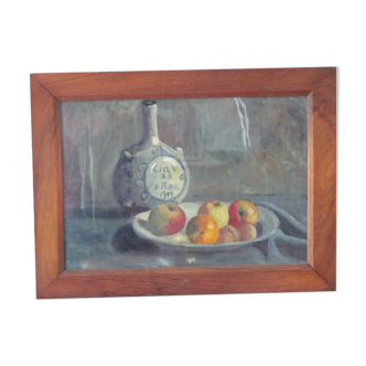 Still life, apples and carafe on the kitchen table