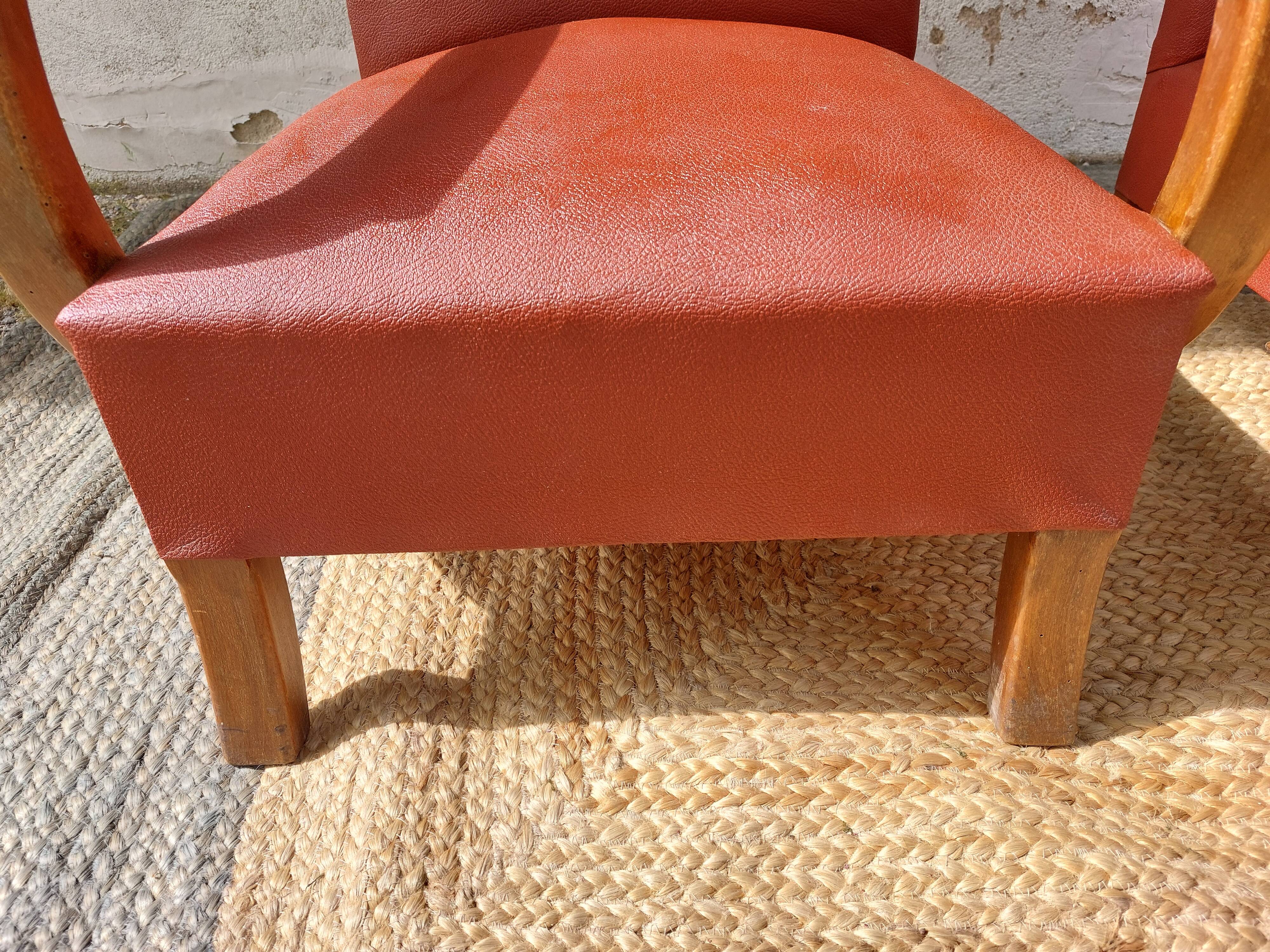 paire de fauteuils art déco, terracotta