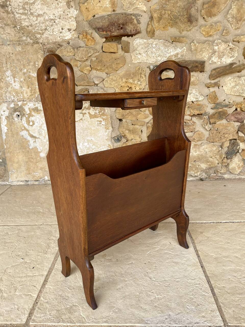 Vintage side table with magazine rack, 1960s