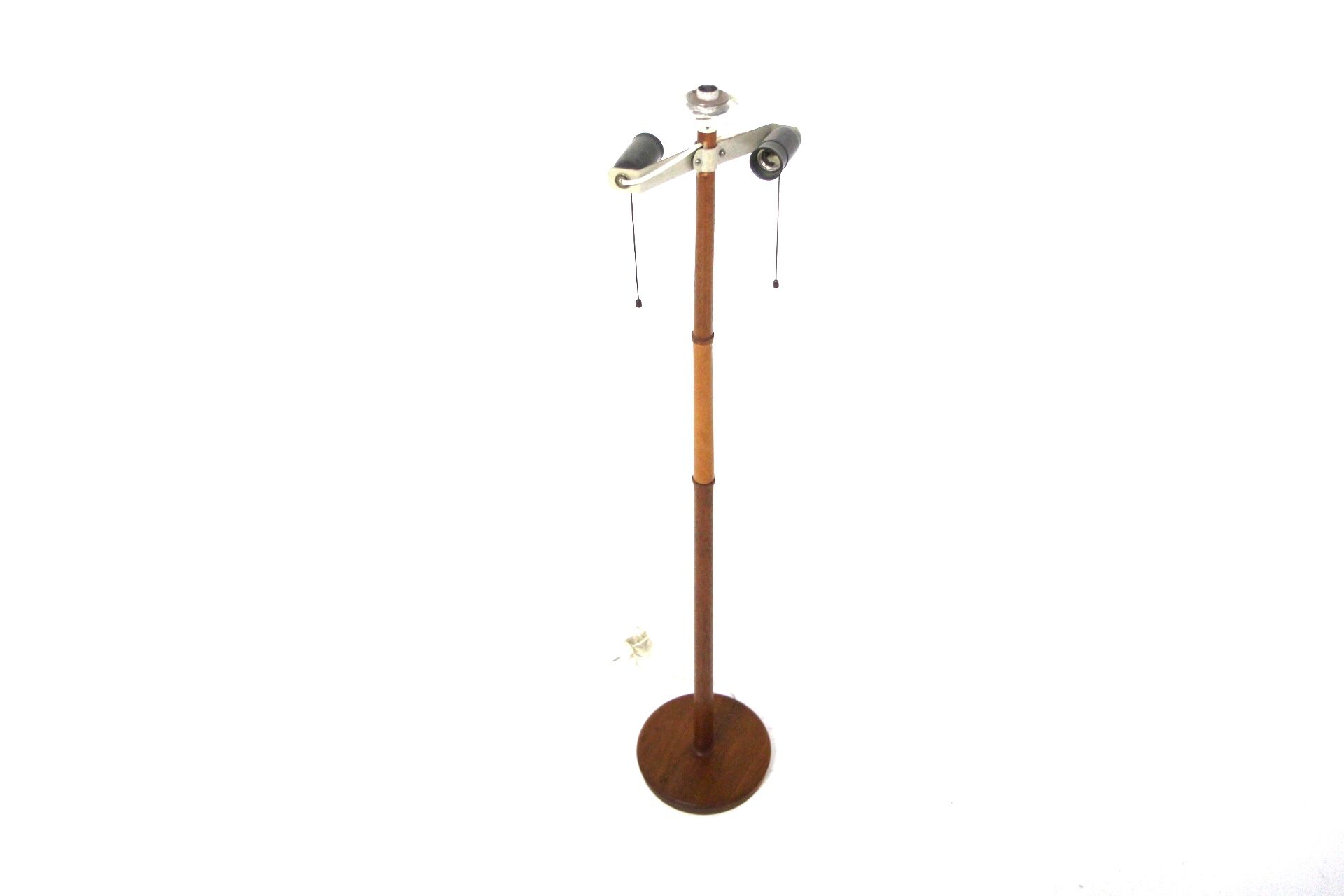 Scandinavian teak and leather floor lamp, Sweden, 1960