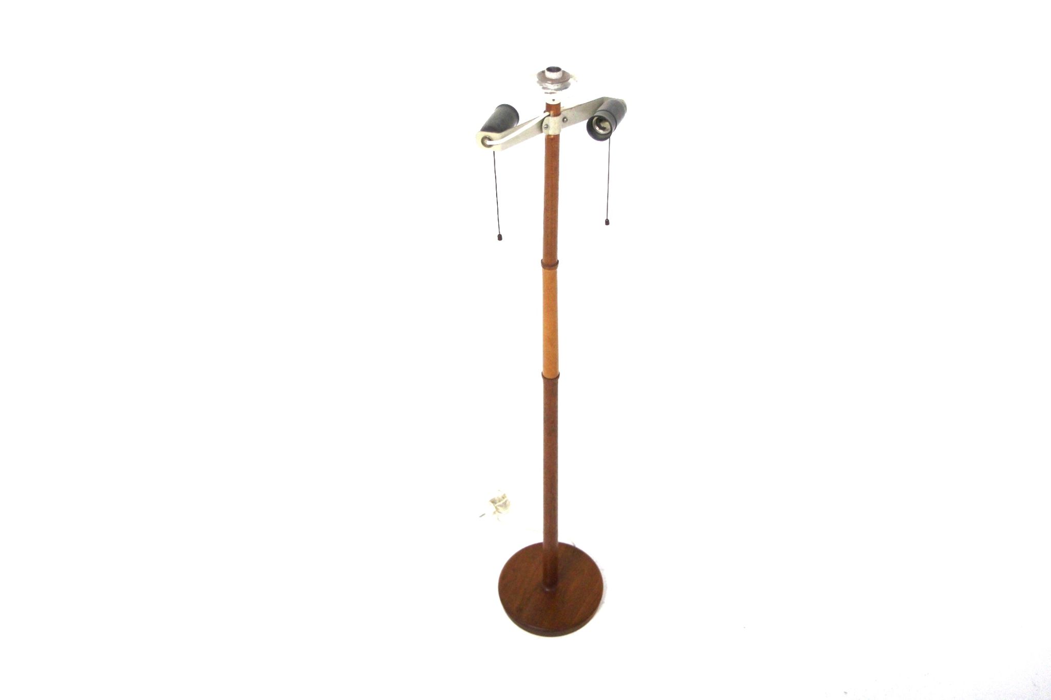 Lampadaire scandinave en teck et en cuir Suède 1960
