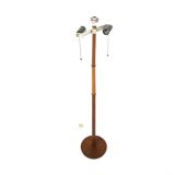 Scandinavian teak and leather floor lamp, Sweden, 1960