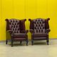 Burgundy leather chesterfield wing chair (Price is for one)