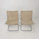 Set of 2 italian canvas and chromed metal chairs, 1970's