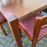 Teak wood dining table with 6 vintage rosewood chairs