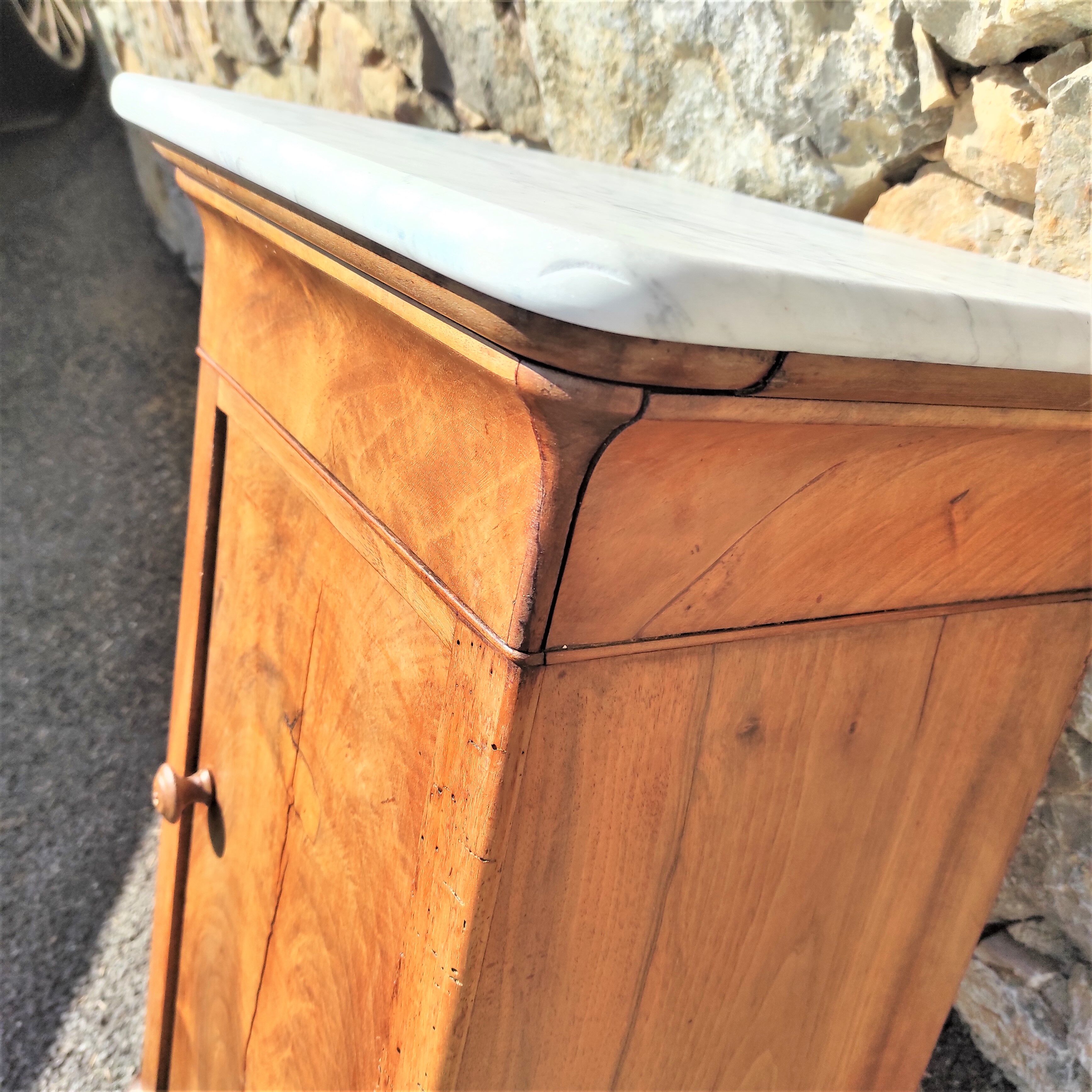 Bedside Louis Philippe with white marble