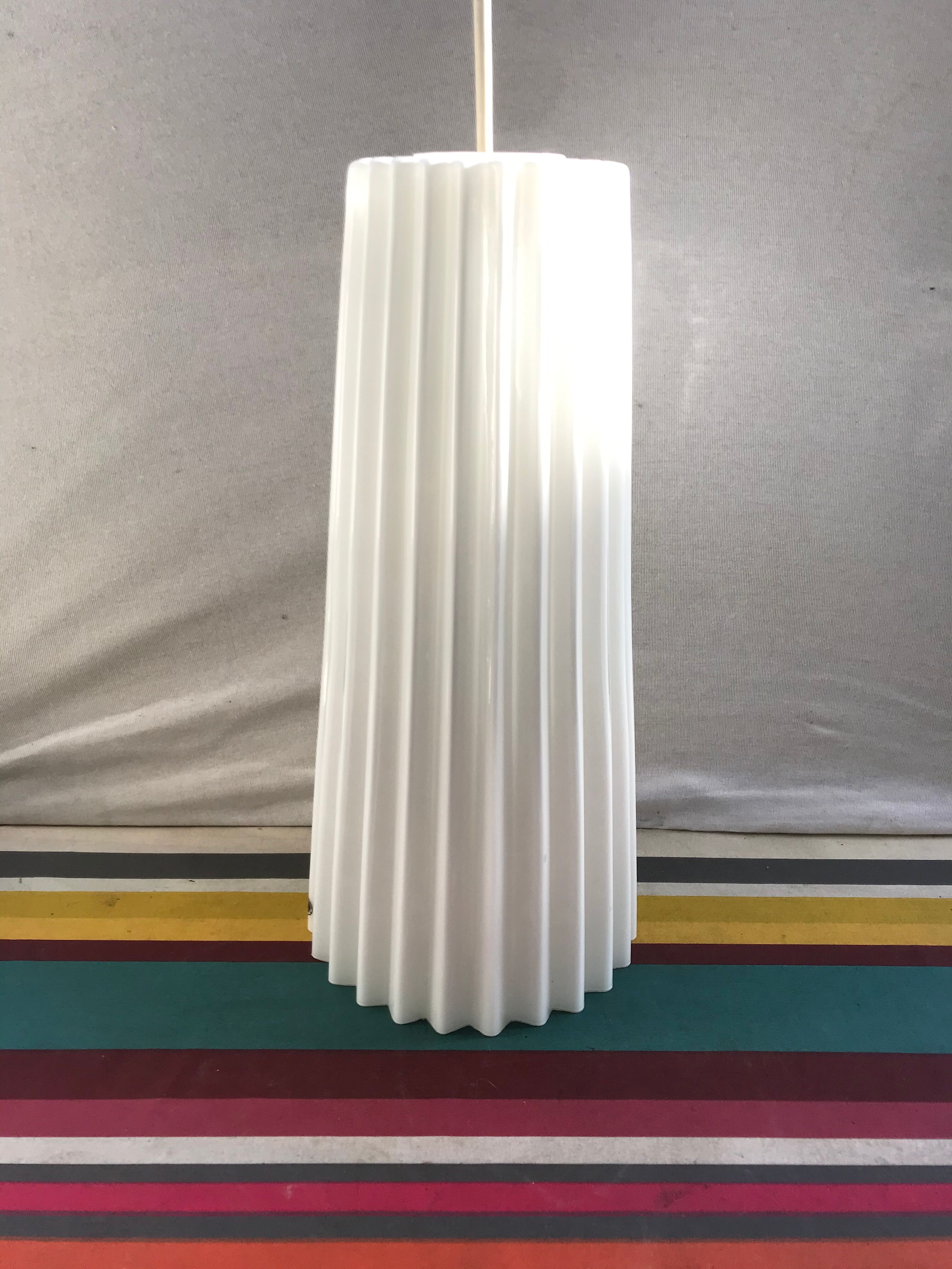 Former scandinavian design hanging opaline white draped made vintage hand