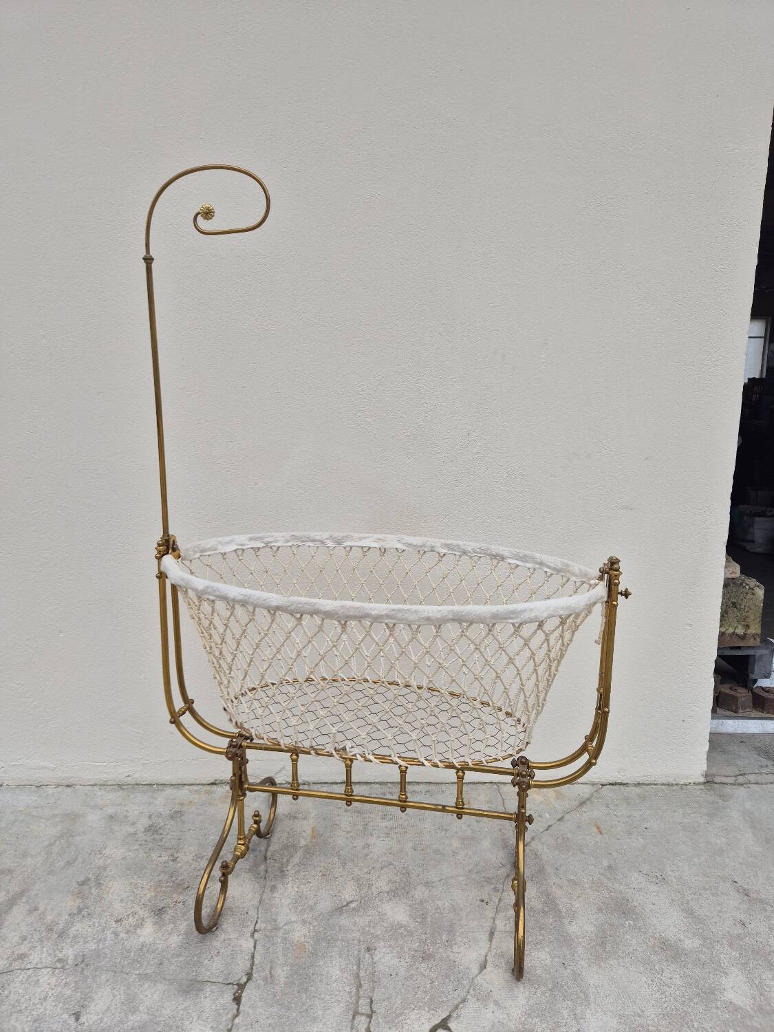19th century brass rocking cradle from a castle