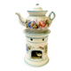 Polychrome porcelain tea pot with 20th century floral decoration